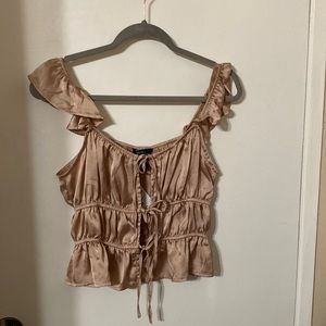 NWT Forever 21 Silky Tie Up Flouncy Top